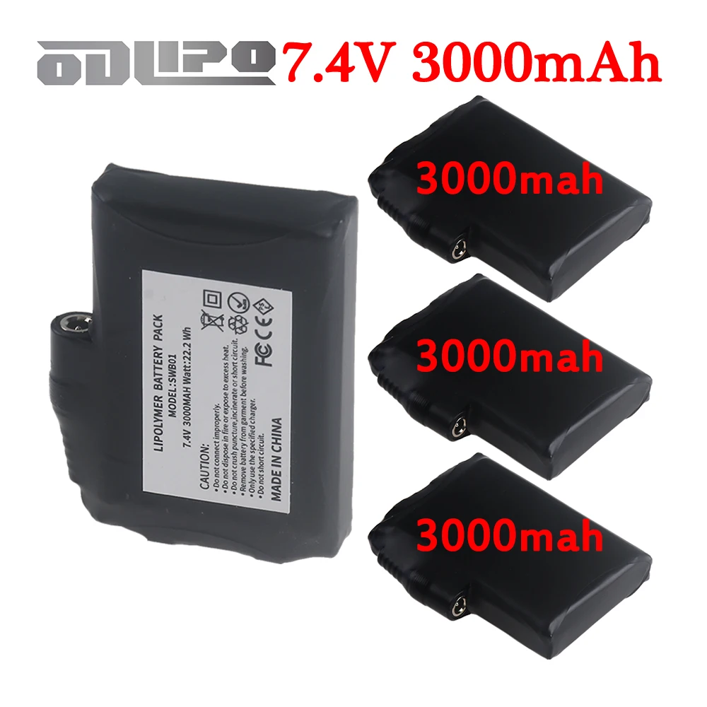 Upgrade Heated Gloves Battery 7.4V 3000mah 2S Lithium Polyme