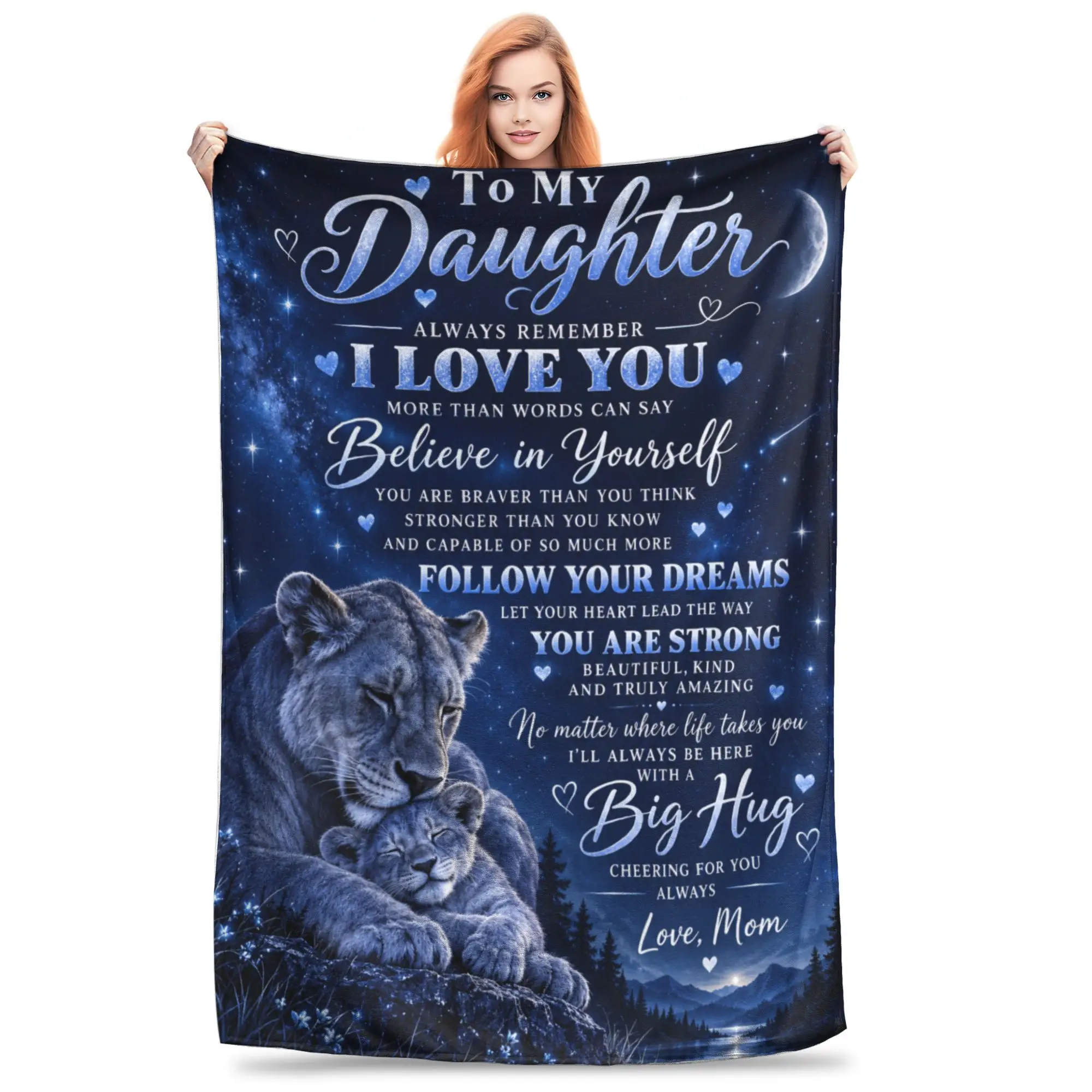 1PC Home To My Daughter Lion Poster Blanket Throw Blanket Thanksgiving Gifts Novelty Warm Blanket All Season Gift