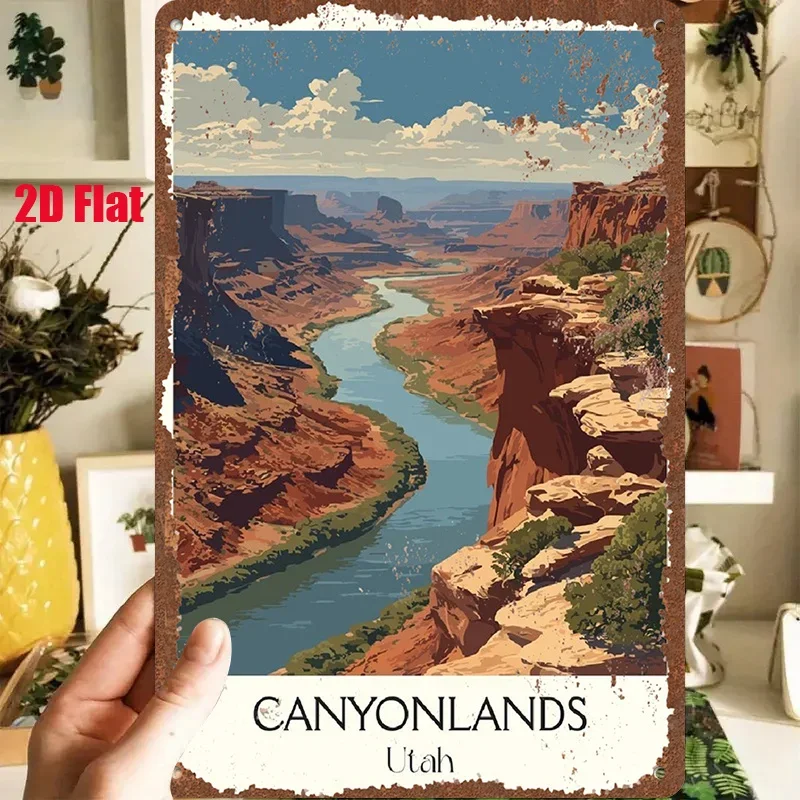 2D Flat - 1pc 2D[Flat] Metal Sign [Retro Tin Painting]8X12 Inches/20X30 Cm, Showcasing The Magnificent Scenery of The Grand Cany
