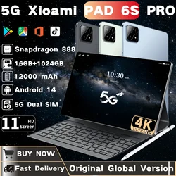 2024 Original XioaMi Pad 6S Pro Tablet Android14 Snapdragon888 11Inch HD 16GB+1TB 12000mAh 5G Dual SIM Bluetooth WiFi GPS Tables