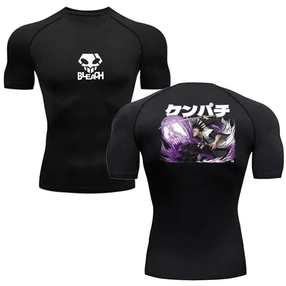 Anime Bleach Compression Shirt Men Fitness Gym Sport Running T-Shirt Rashgard Tops Tee Quick Dry Short Sleeve For