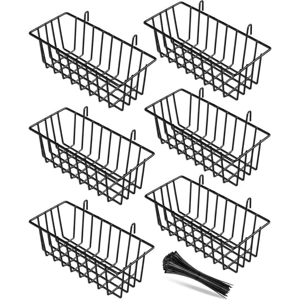 

6-Piece Wire Basket Set, Grid Wall Hanging Baskets for Storage and Display, Ideal for Kitchen and Home Decor, Potted Plants Acce