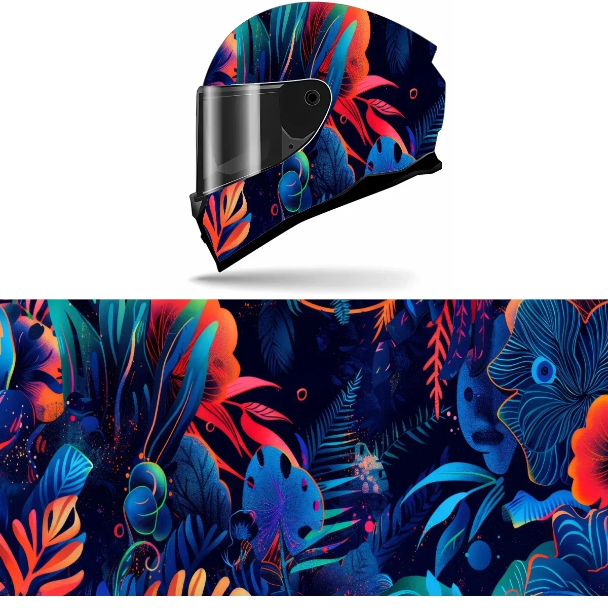 

Tropical Floral Pattern Full Helmet Wrap Sticker Motorcycle Helmet Racing Graphic Decal Vinyl Wrap Helmet Decor Sticker