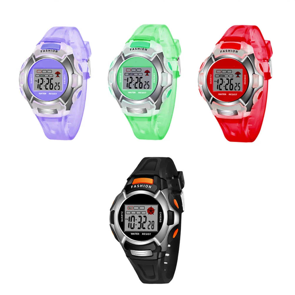 

Kids Sports Watch Electronic Wrist Luminous Waterproof Stylish Red Student 12hr 24hr LED Stopwatch Children Watches
