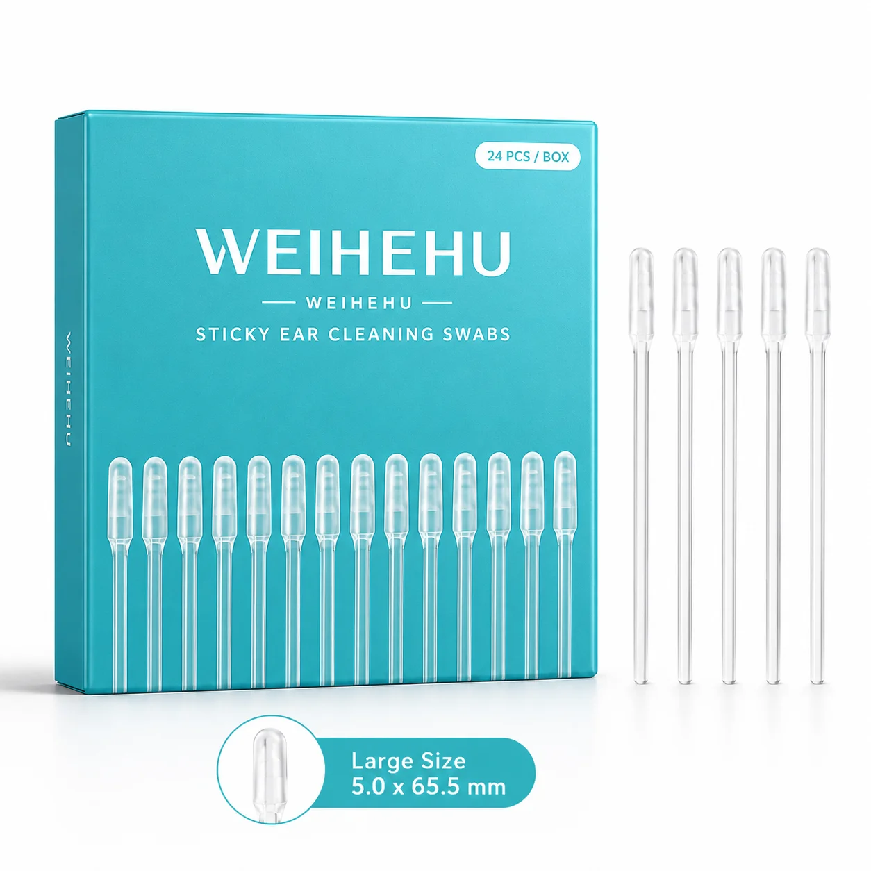 24pcs Sticky Ear Cleaning Sticks, Reusable Adhesive Earwax Removal Swabs for Adults Kids, Soft Resin Tips