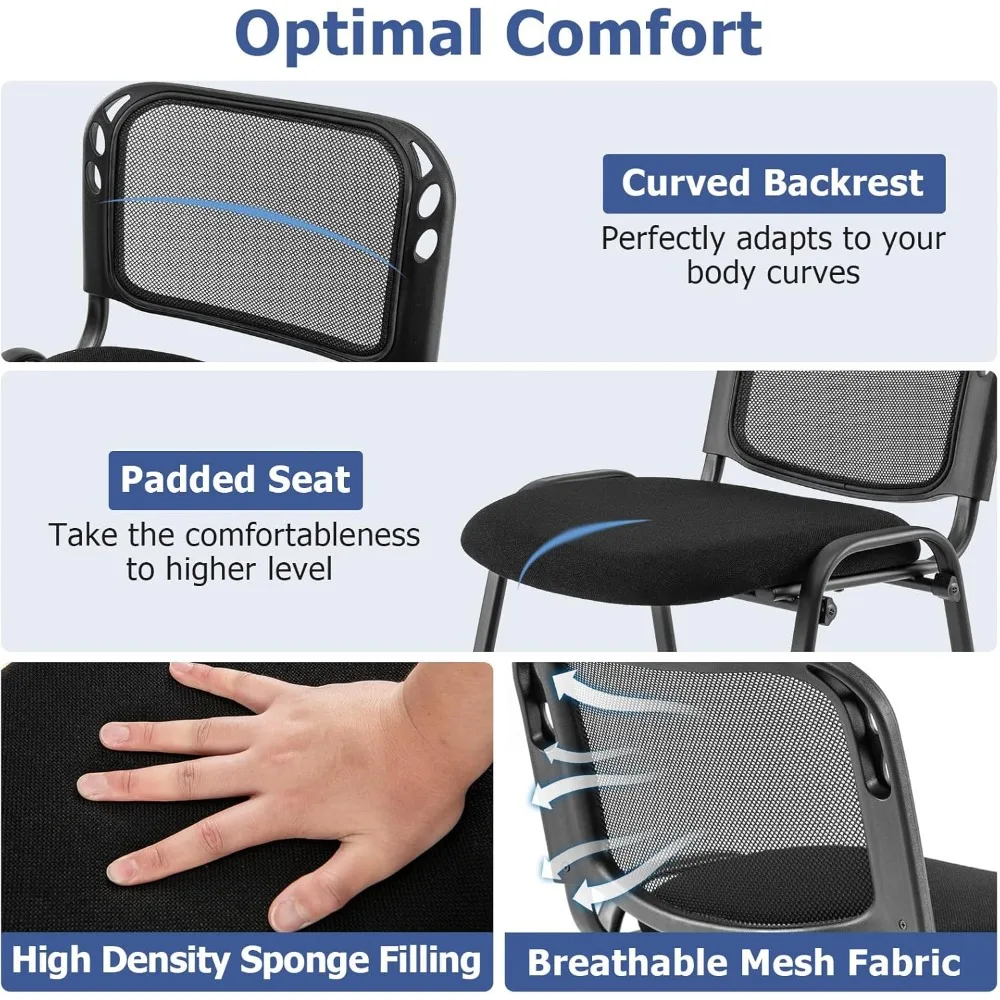 Set of 5 Office Guest Chair, Stackable Waiting Room Chair with Padded Seat, Metal Frame, 330Lbs Capacity, Conference Roo