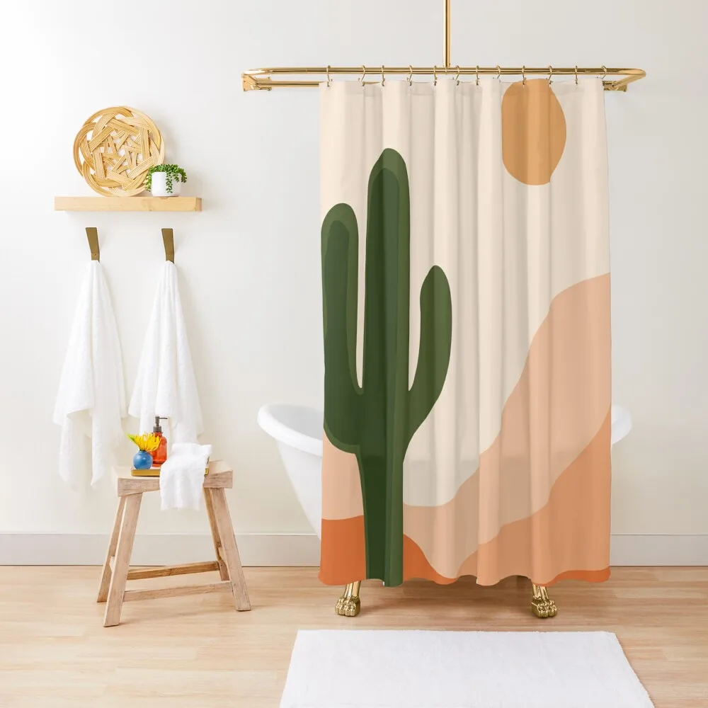 

Desert climate, cactus , sun and sandShower Curtain Washable Waterproof Fabric Shower Curtain Toilet Accessories Bathroom