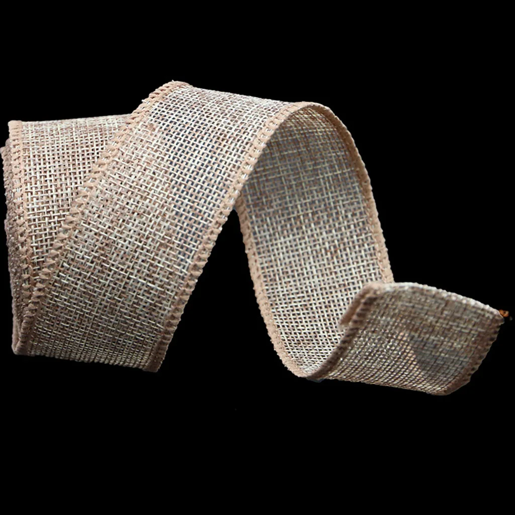 (5 meters/pack) 40mm colored linen ribbon wire edge ribbons flower lace gift box cake packaging ribbon