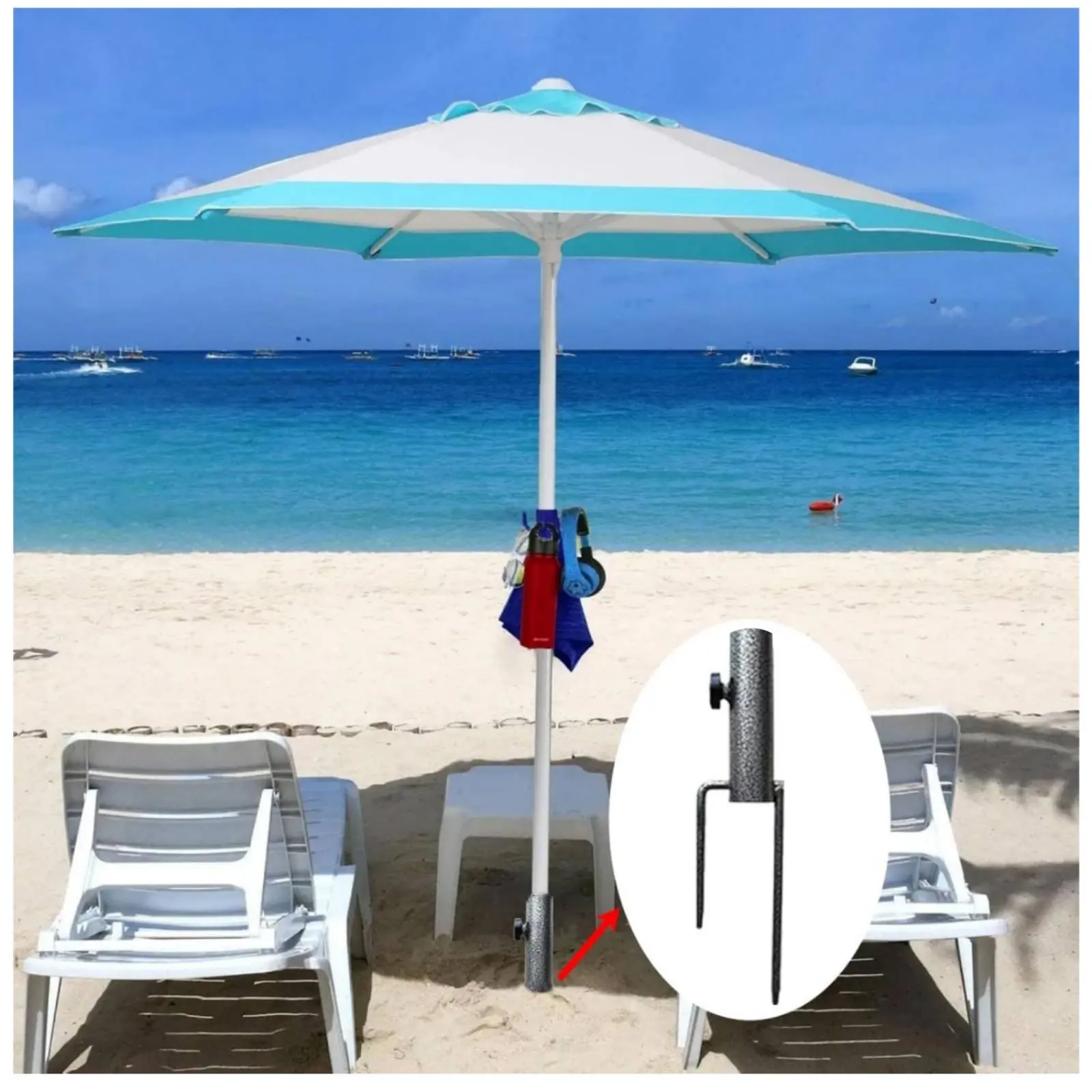

Beach Umbrella Anchor Portable Sturdy Duty Umbrella Prong Prong Ground Anchor Easy Installation Outdoor Hardware Adjustable