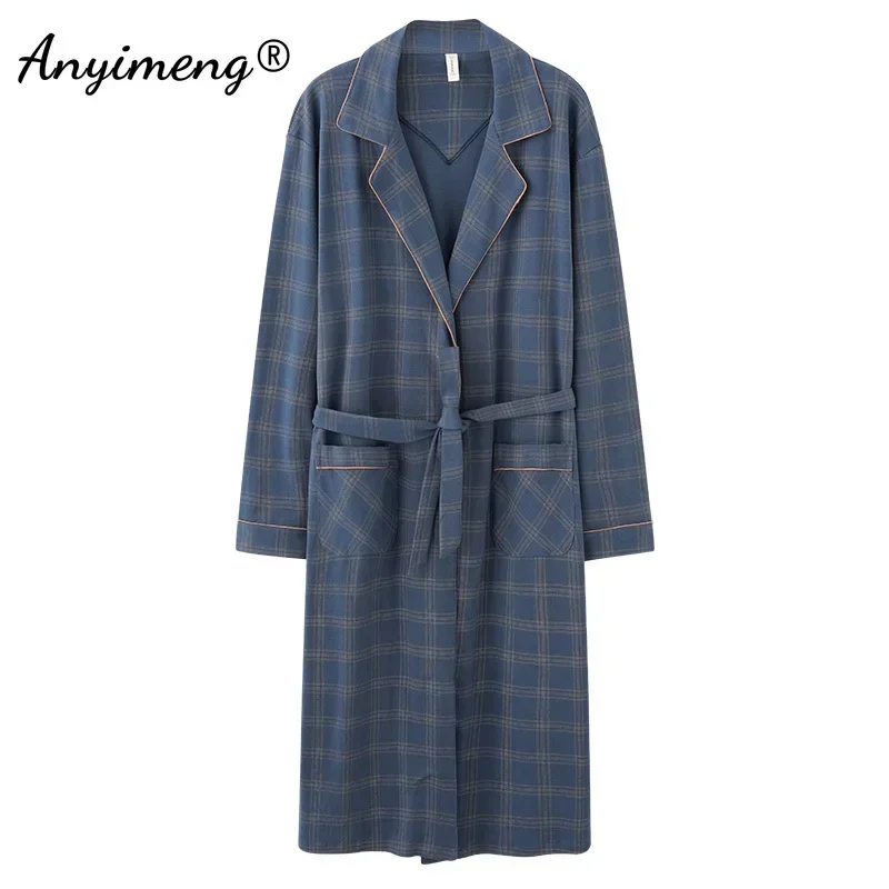 Plus Size 4XL Autumn Winter New Robes for Men Good Quality Mens Robe Belted Bathrobe for Male Kintted Cotton Luxury Sleepwear