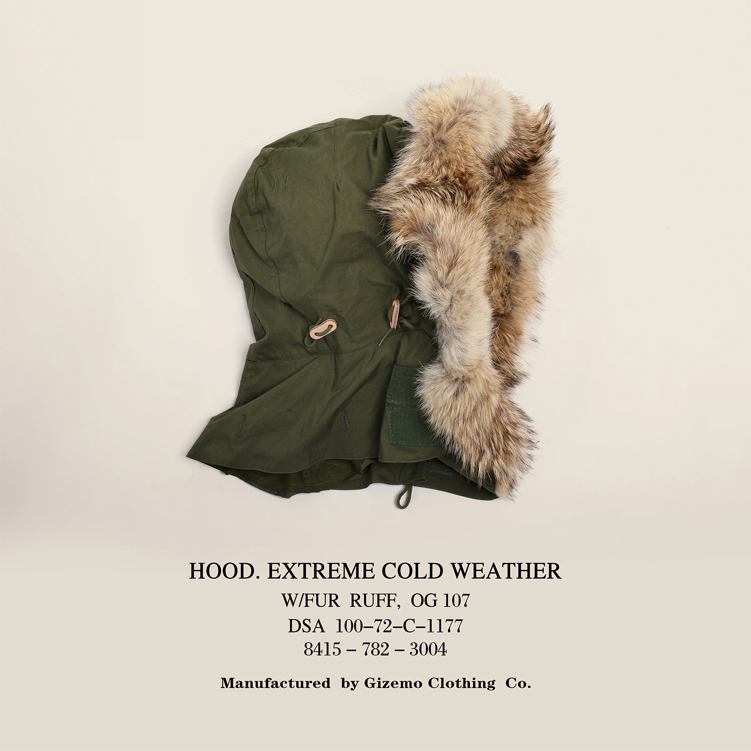 GIZEMO M65 Parka Wolf Fur Hood Nylon Cotton Blend Fabric for Use