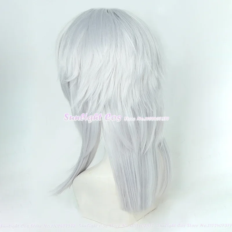 FF14 Themis Cosplay Wig Final Fantasy XIV Cosplay Themis Anime Wig Silver Gray Heat Resistant Synthetic Hair Role Play + Wig Cap