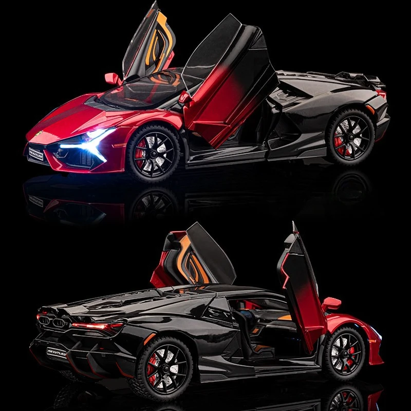 

Модель спортивного автомобиля Revuelto 1:24, имитация, литая металлическая модель из сплава, со звуком и светом, с функцией отката назад, коллекционная, детская игрушка, подарок