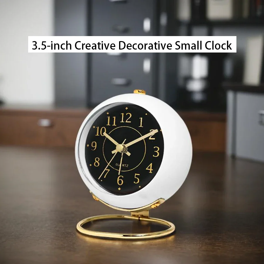 

1pc 3.5-inch Nordic Creative Simple Decoration Alarm Clock New Desktop Bedhead Silent Night Light pointer Clock (Battery free)