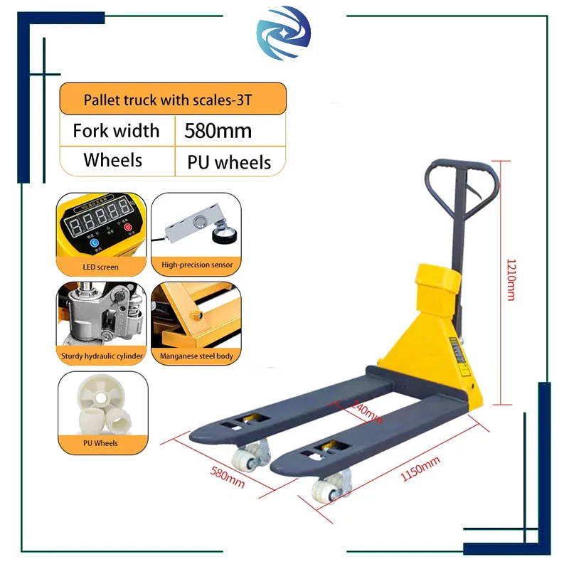 2Ton 3Ton Printer Scale Pallet Truck Hot Sale Lifting Tools Lifting Jack Hydraulic Manual Fork Lift Pallet Truck With Scale