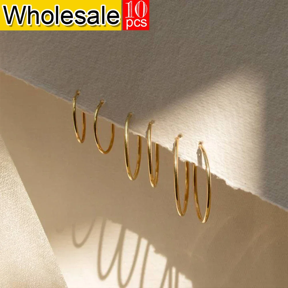 

women 10PCS Europe And The United States New Stainless Steel Earrings Fashion Personalized Simple Jewelry Wholesale Manufacture