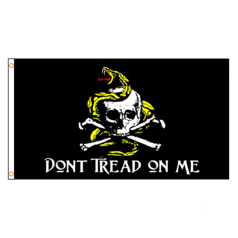 FLAGLINK 90x150cm Skull Gadsden Snake Flag 3x5ft Dont Tread On Me Banner