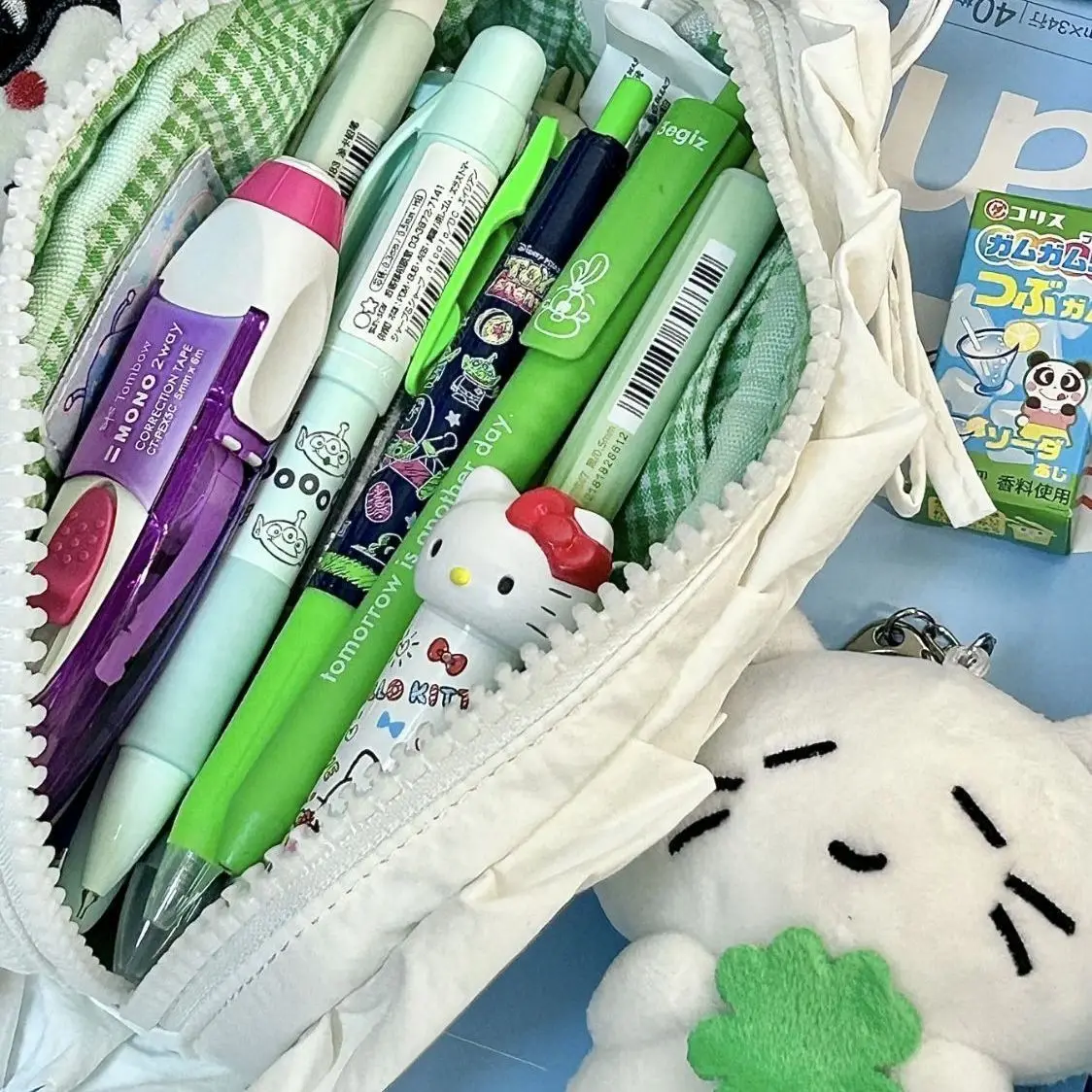 Tide Hot Style Girl Lovely Stars Rabbit Pen Bag Heart Lace Pillow, Pen Bag Large Capacity Stationery Receive Bag