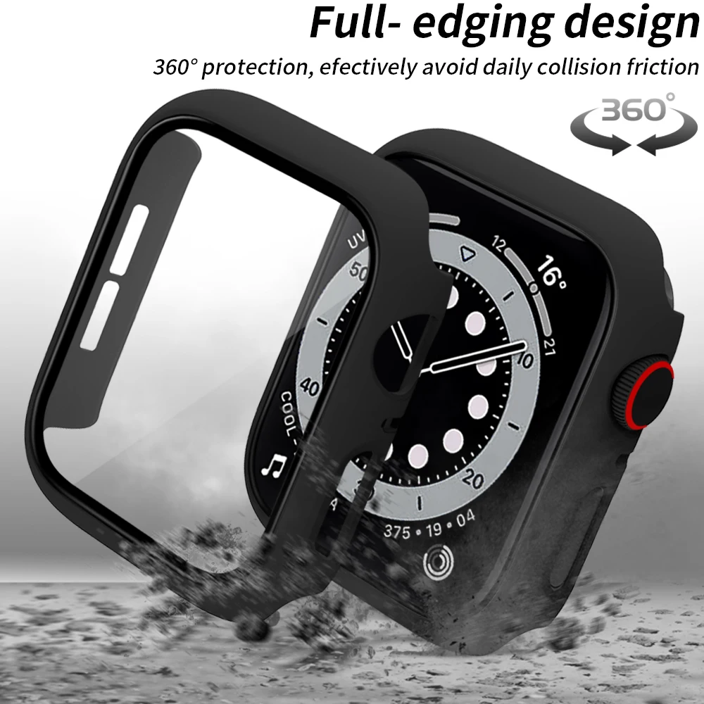 Glass+Cover For Apple Watch 44mm 40mm 41mm 45mm Case Matte Bumper Ultra/Ultra2 49mm Screen Protector Iwatch 9 8 7 SE 6 5 4 32