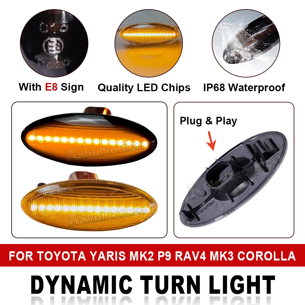 LED Dönüş sinyal ışığı Dinamik Yan Işaretleyici Çamurluk Sıralı