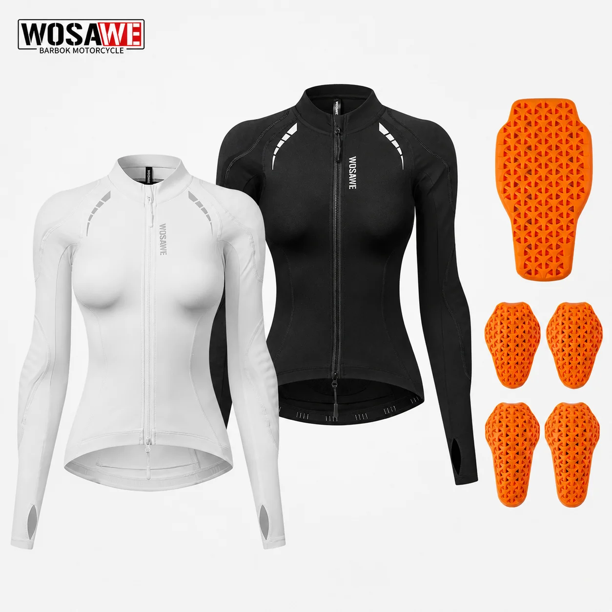 WOSAWE Women Motorcycle Riding Jacket Summer Reflective Biker Shirt with Removable Armor Pads Full Zipper Motorbike Gear