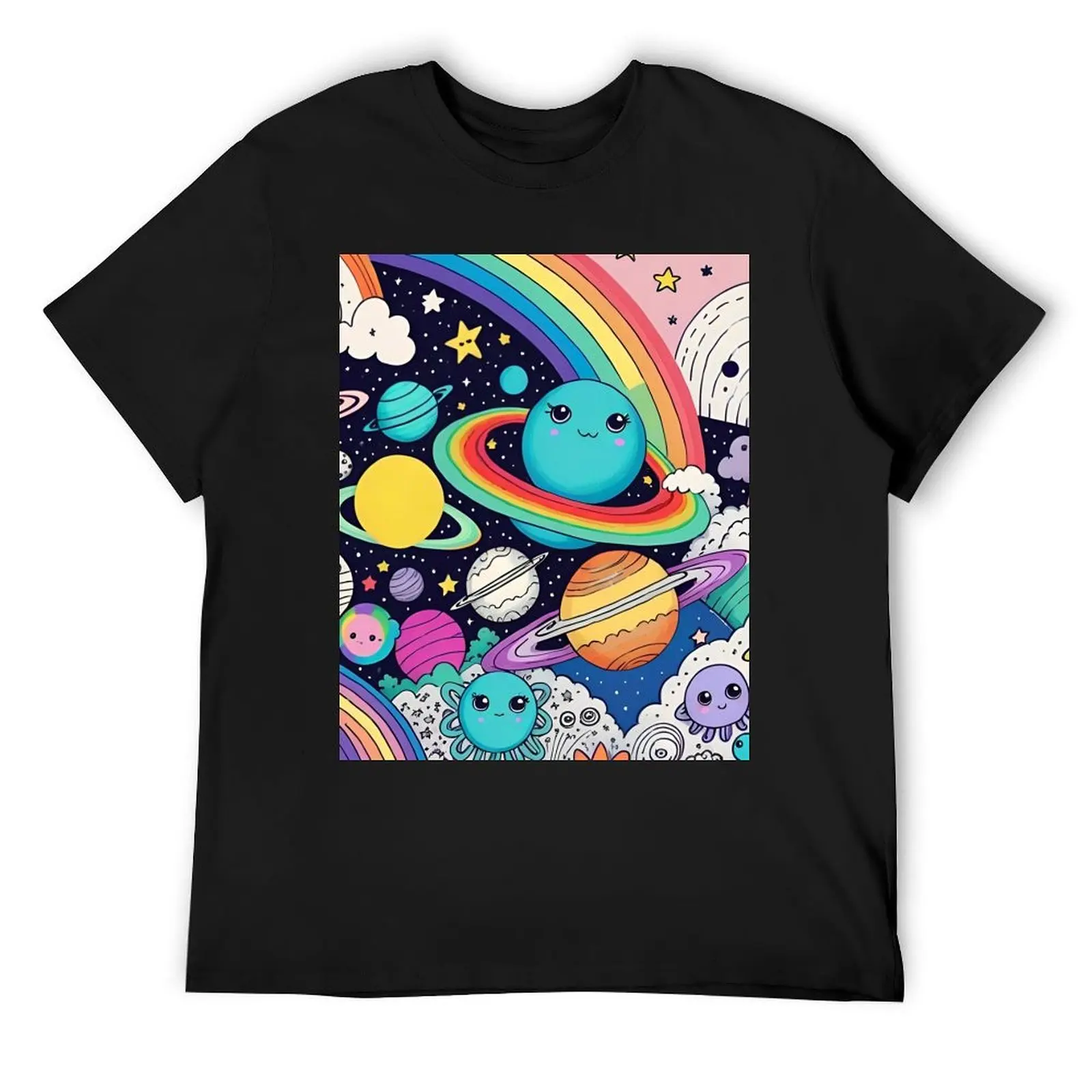 

Happy Planets T-Shirt hippie clothes Blouse anime shirt Man t-shirt mens cotton t shirts