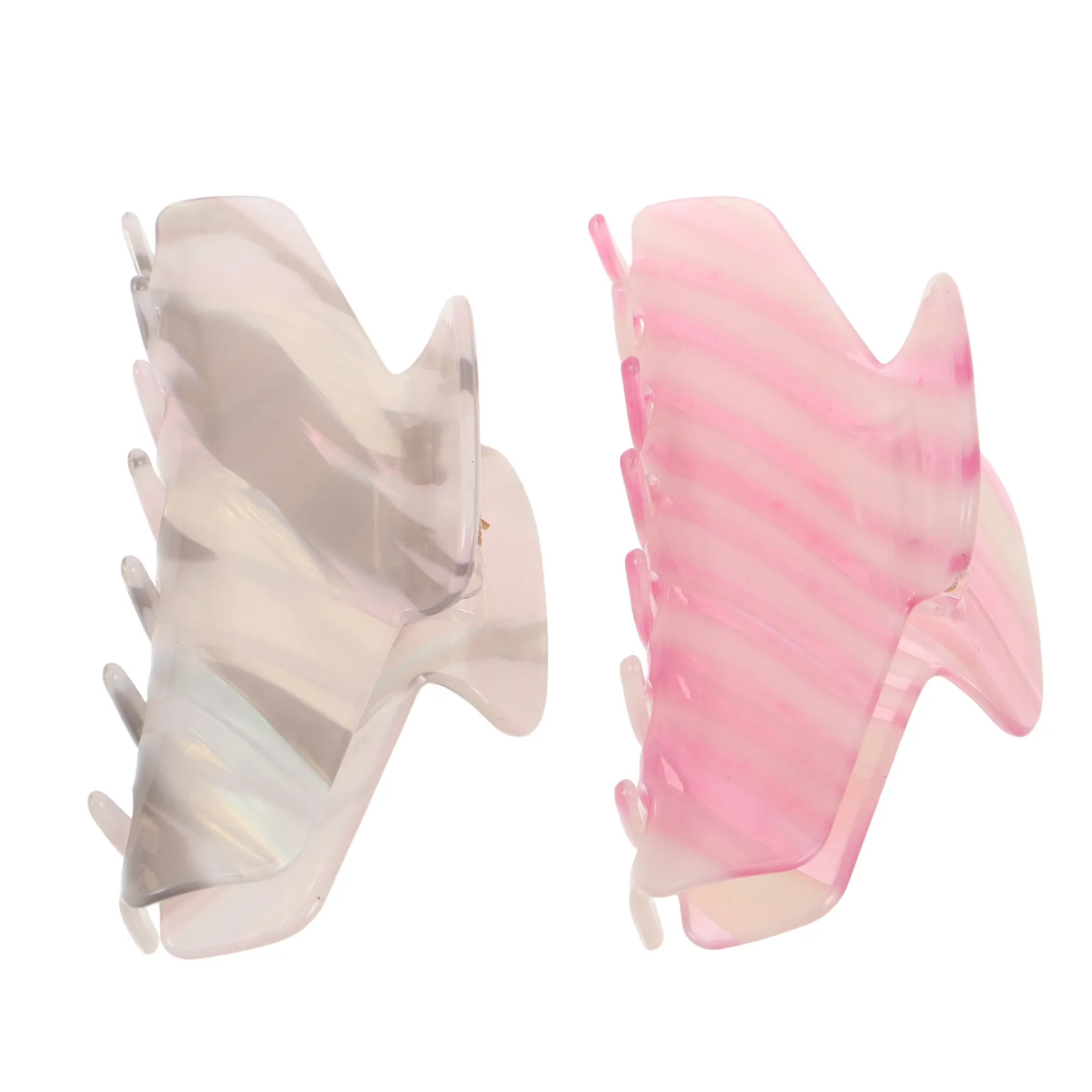 

2Pcs Colorful Fishbone Claw Clips - Matte Finish Hair Jaw Clips for Women - Non-Slip Ponytail Clip for Daily Wear Festival