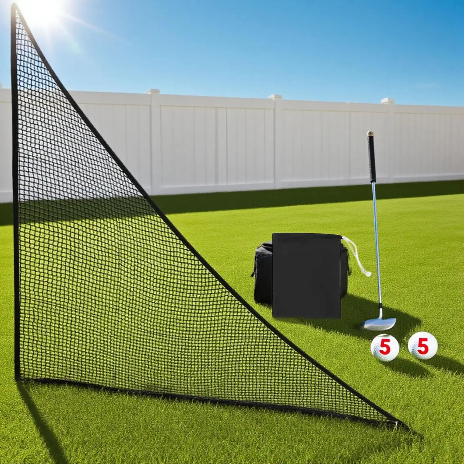

Golf Practice Net Golf Triangle Side Wings Shank Net With Mesh Bag Hitting Barrier Sports Practice Net For Indoor & Outdoor Use