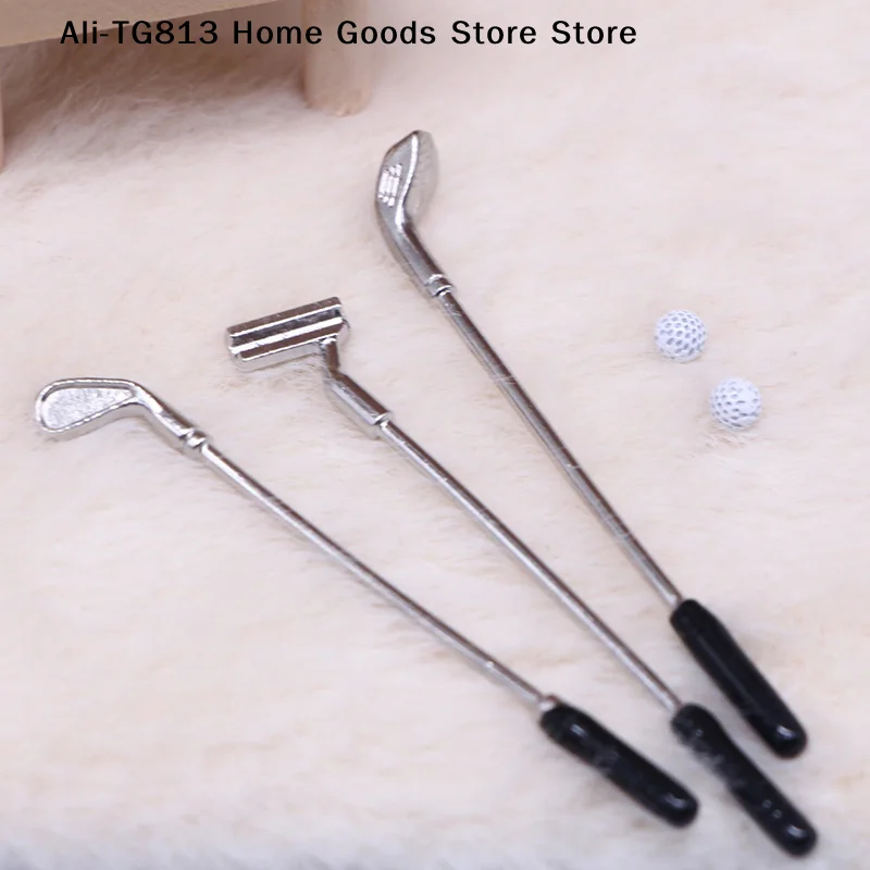 

[TG813]1 Set Miniature Golf Clubs Small Golf Kit Dollhouse Mini Decorative Golf Club Model Toy Scene Prop DIY Accessories