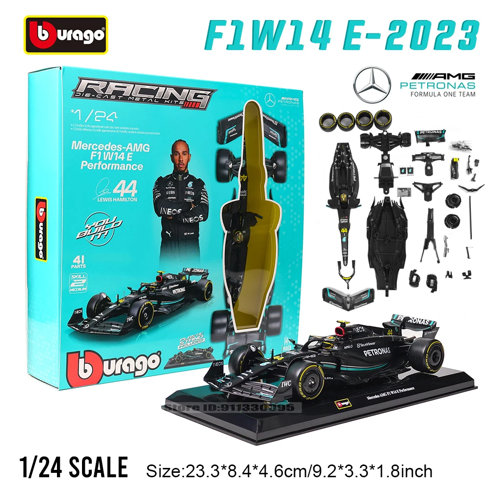 Bburago 1:24 2023 F1 Mercedes-AMG Equipo W14 44 #   Hamilton 63 #   Russell DIY montaje aleación Super Toy modelo de coche fundido a presión modelo de coche