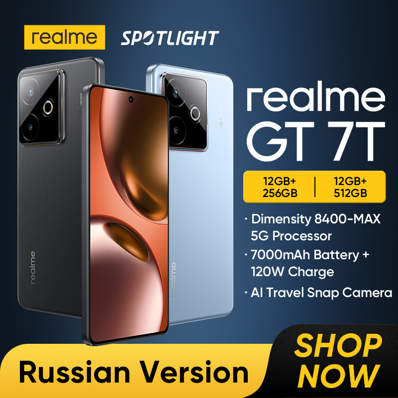  realme GT 7T 5G Smartphone Dimensity 8400-MAX Chipset 7000mAh Battery 120W Charge 6.8" 120Hz AMOLED Display NFC 