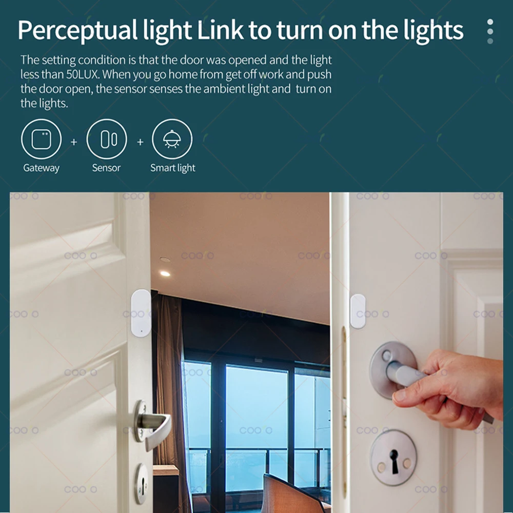 Sensor de ventana de puerta ZigBee Lux detección de luz/vibración 2 en 1 alarma magnética inalámbrica en tiempo Real funciona con Alexa Google HA Z2M
