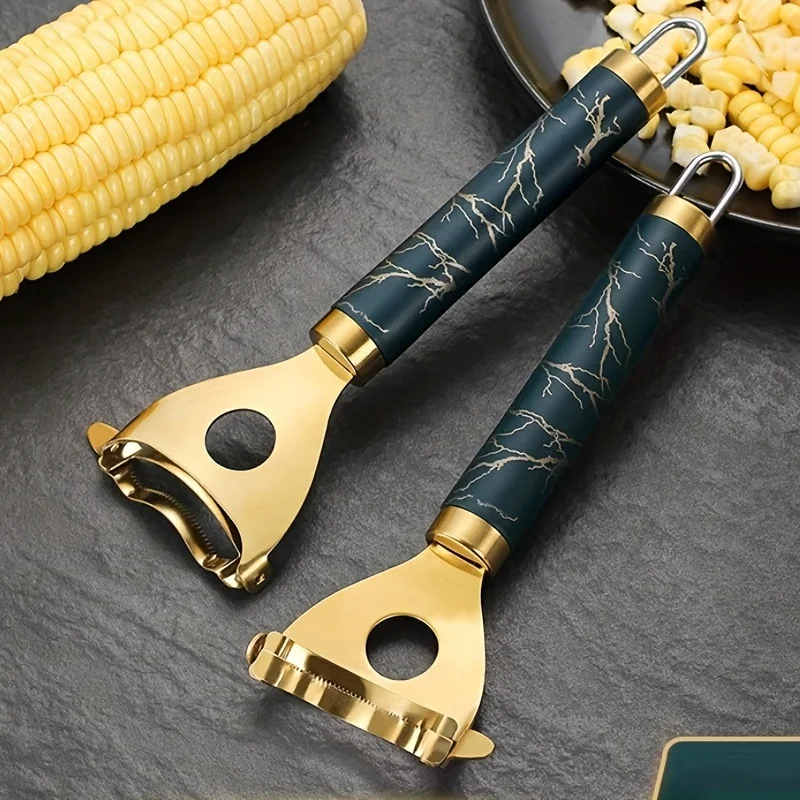 1pc, Corn Planer, Corn Stripper, Stainless Steel Corn Cob Stripper, Household Corn Peeler, Reusable Corn Thresher, Creative