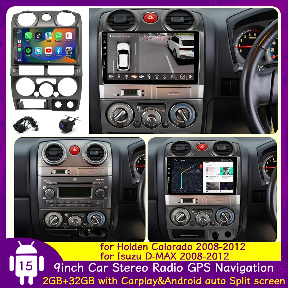 

9'' Car Stereo GPS Navigation for Holden Colorado for Isuzu D-MAX 2008-2012 Android15 with Carplay Android Auto Bluetooth 2+32G