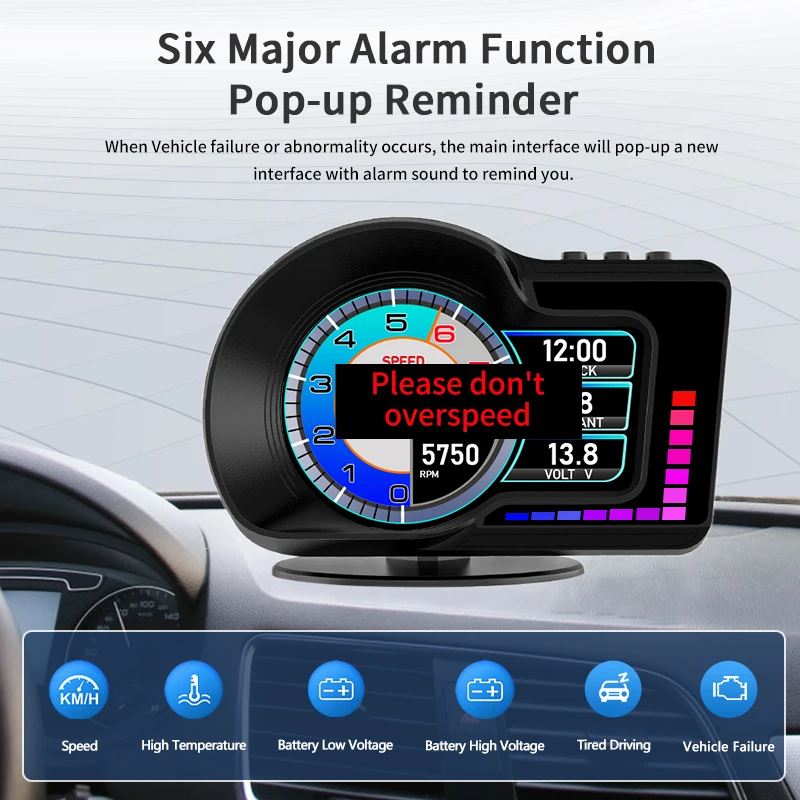 WYING F16 OBD2 GPS Car Smart System Gauge HUD Display Speed Water Temperature Turbine Universal Vehicular Board Computer