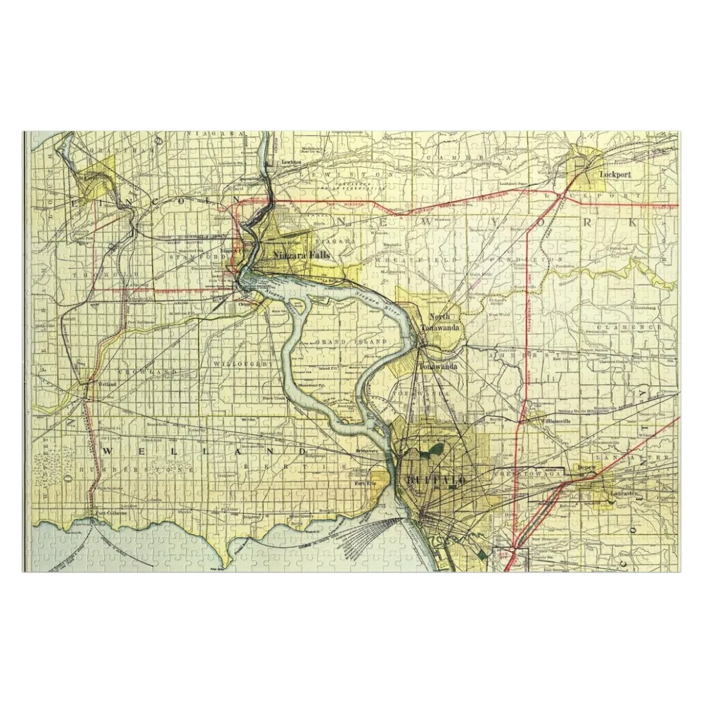 

1906 Vintage Map of Niagara and Buffalo area Jigsaw Puzzle Personalized Gift Christmas Gifts Customized Picture Puzzle