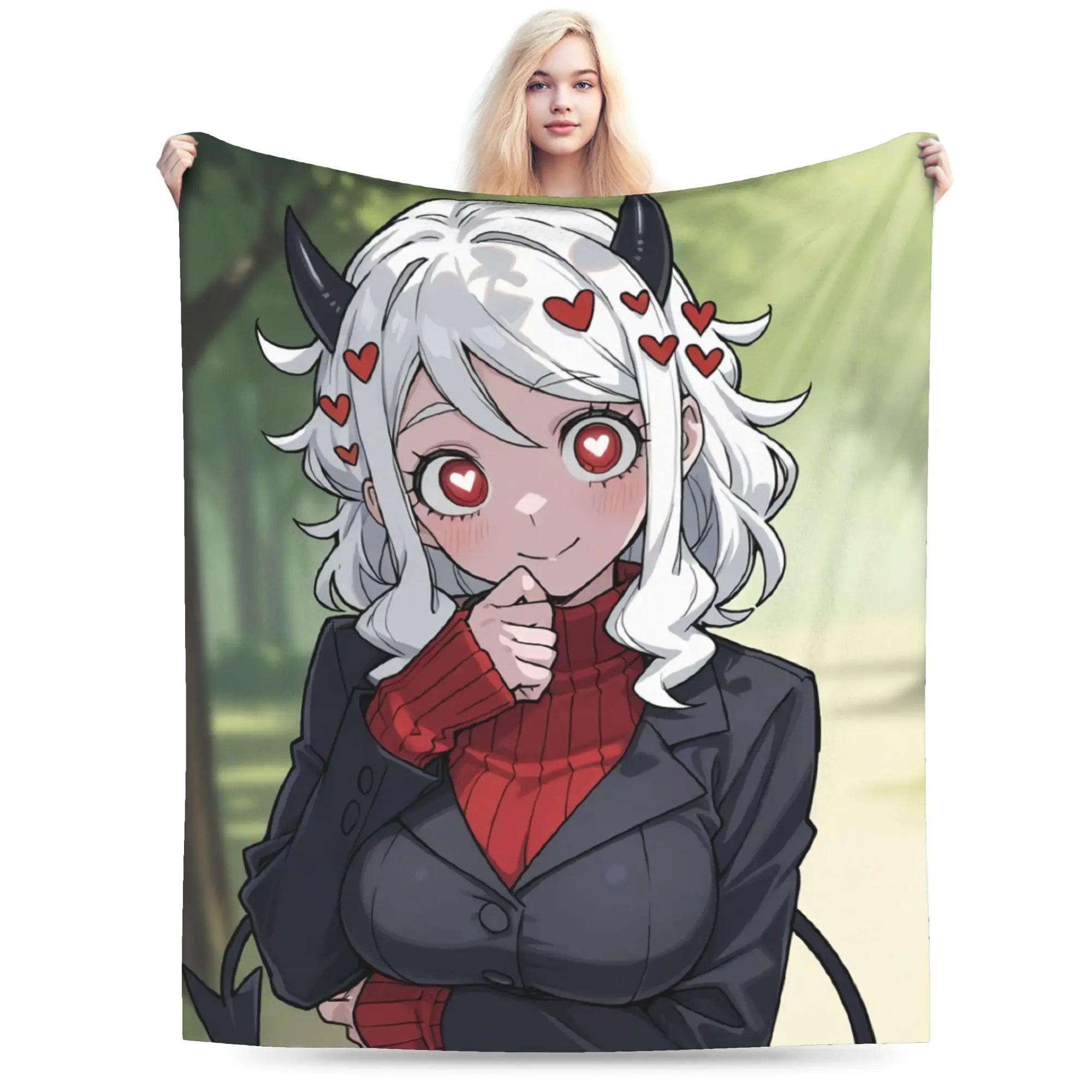 Contradiction Helltaker Lucifers Modeus Blanket Cozy Soft  Throw Blankets for Couch 50x60 Inch Multi-size Bedspreads