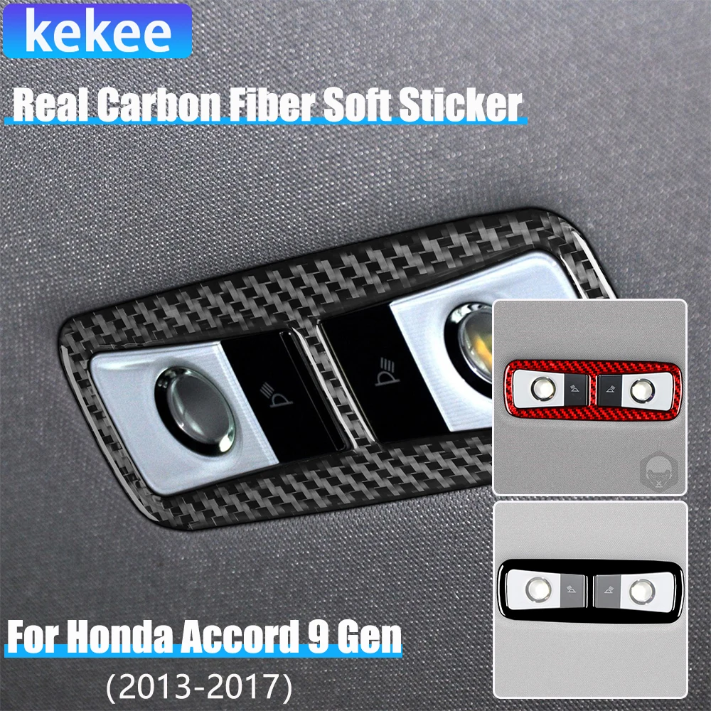 

Real Carbon Fiber Car Accessories Reading Light Decorative Frame Cover Soft Sticker For Honda Accord 9th Gen 2014 2015 2016 2017