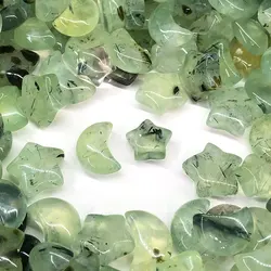 Prehnite Crystal Natural Stone Mini Moon Star Quartz Crystals Healing DIY Home Decoration Minerals Quartz Spiritual Meditation