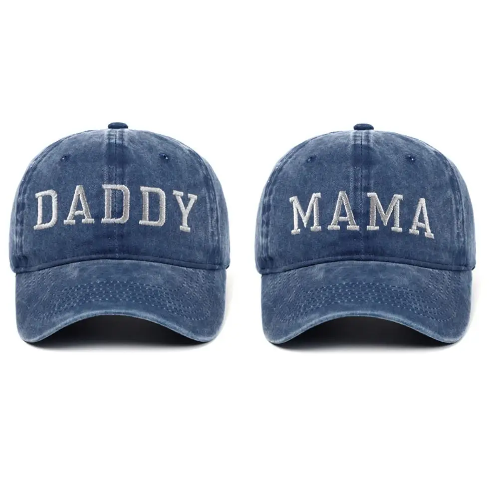 Washed Cotton Daddy Mama Mini Embroidery Caps Adjustable Vintage Family Matching Baseball Cap Breathable