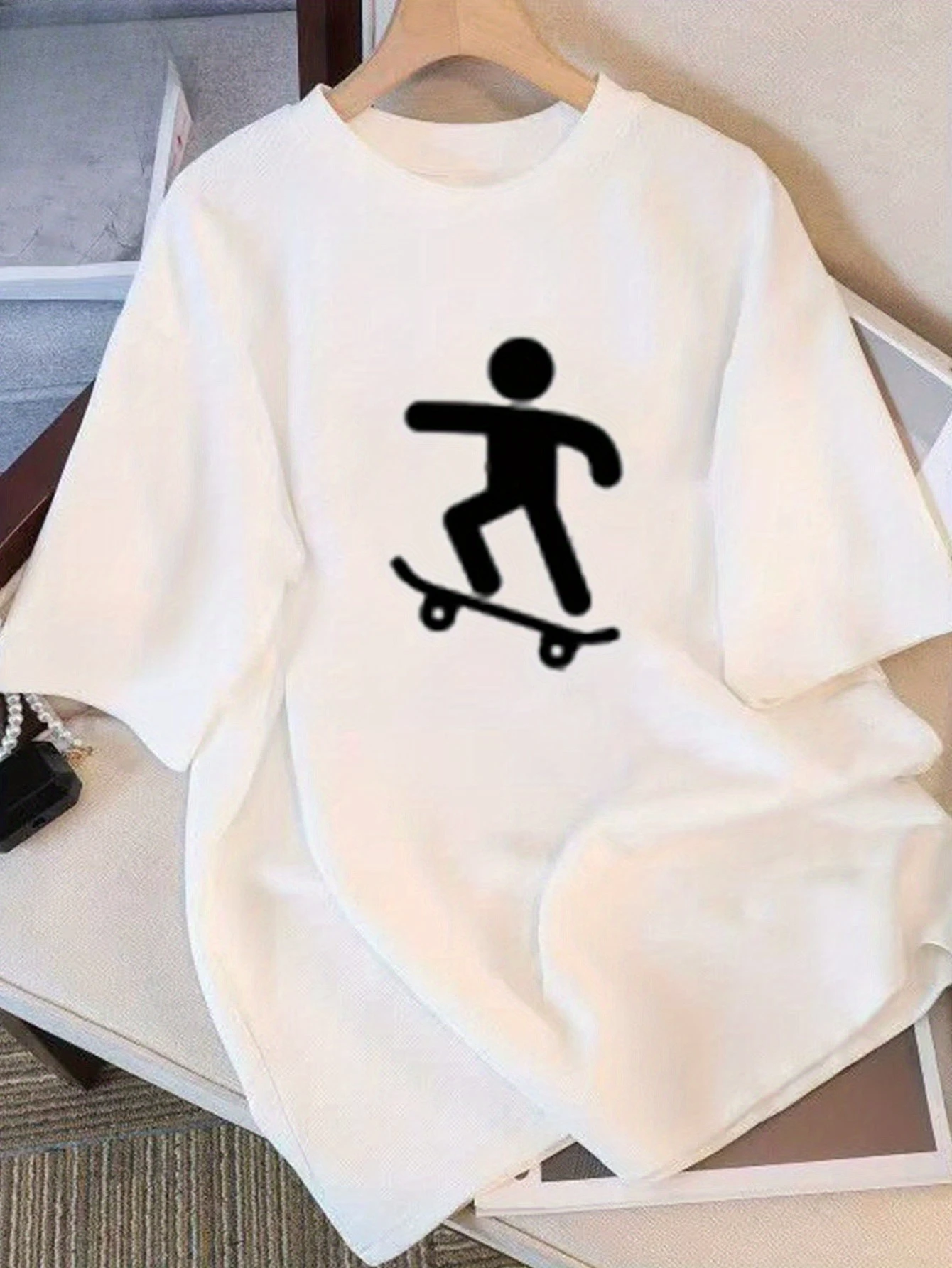 Dames skateboard grafisch T-shirt zwart en wit Street Style T-shirt alledaags casual shirt skateboard cadeau jeugdontwerp Y2K