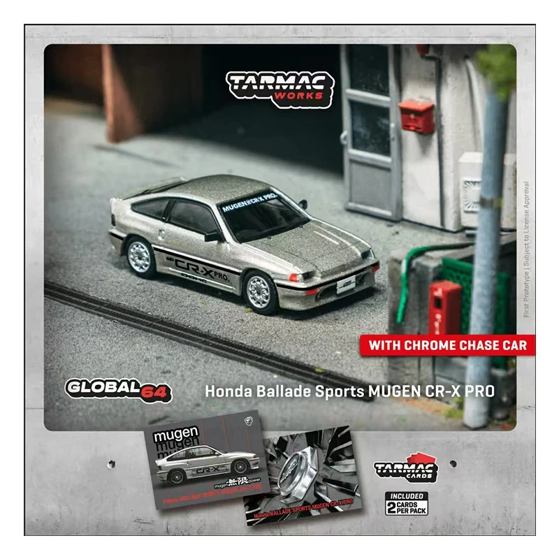 โมเดลรถยนต์ไดแคสท์ TW *CHASE* 1:64 ฮอนด้า บัลลาเด สปอร์ต มูเก็น CRX PRO สีเงิน ของสะสม ของเล่น Tarmac Works