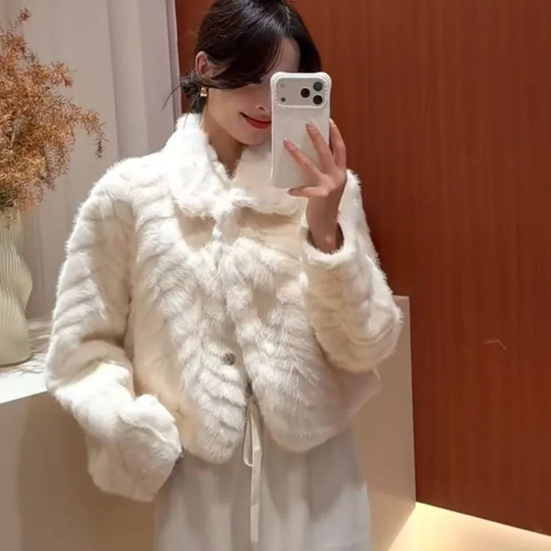 Cappotto in pelliccia di visone imitazione, giacche lunghe in pelle PU, soprabito nero, moda di strada, casual caldo, imitazione, autunno, inverno