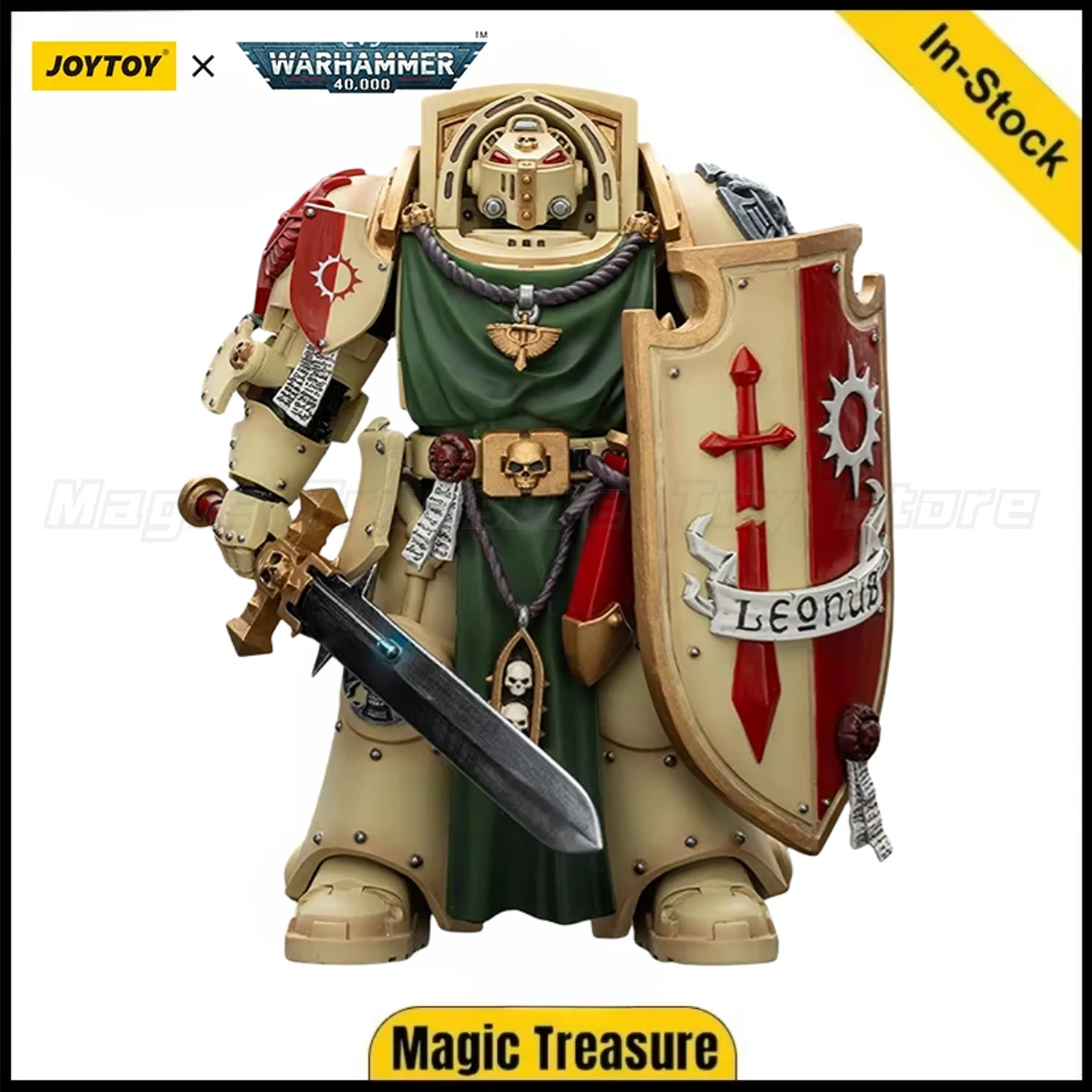 

【В наличии】Фигурка JOYTOY Warhammer 40K Dark Angels Deathwing Knight 2 с двумя мощными мечами, штурмовым щитом и Watcher in The Dark, масштаб 1/18