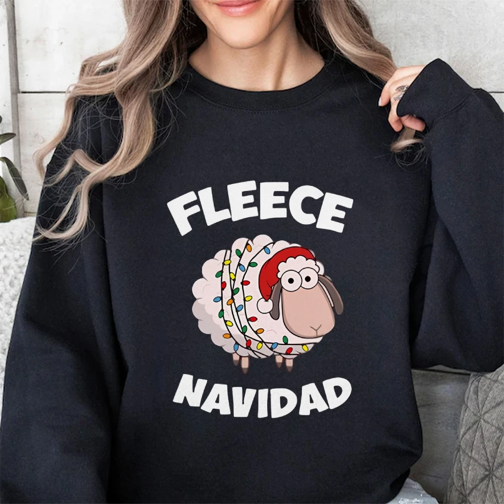 Fleece Sheep Print Plus Size Top For Women Pullover Shirt Y2K Style Spring and Autumn Styles Art Style 2000s Clothes Hoodie