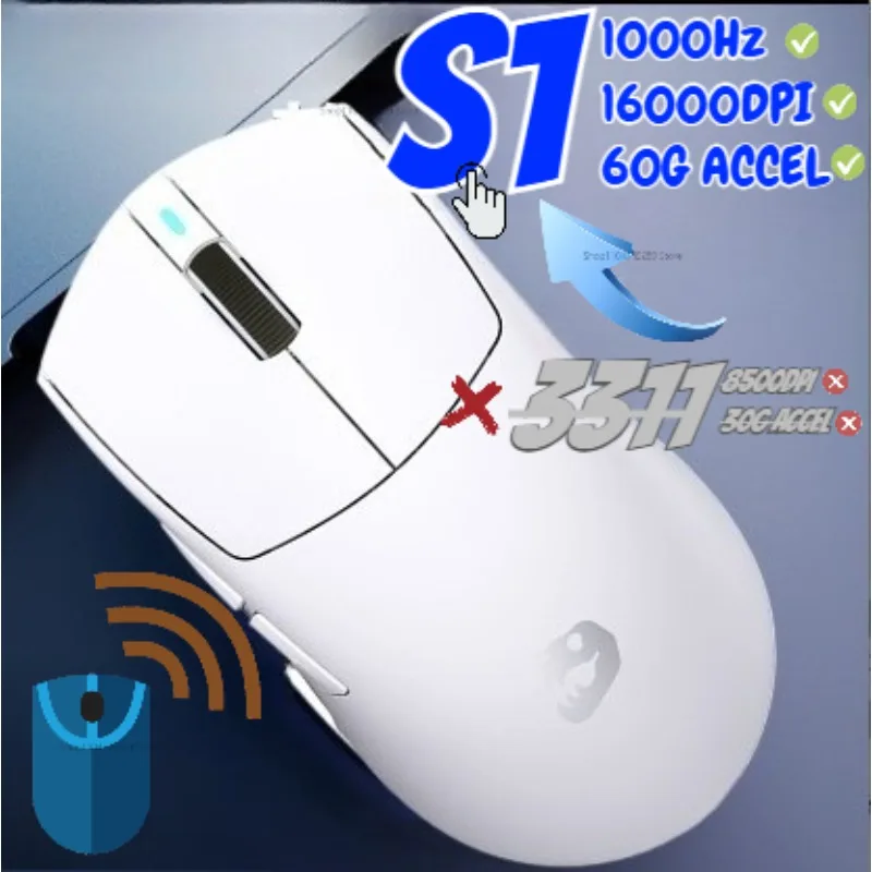 

Competition Grade Wireless Mouse TTC 16000DPI 1000Hz Report Rate DPI Adjustment Two Side Keys 500mAh for Esports PC Game