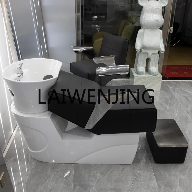 Hair Salon Shampoo Special Flushing Bed Haircut Thai Style Lying Completely Ceramic Basin Half Lying Factory Direct Sales