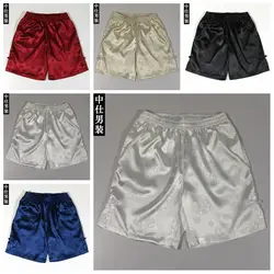 Glossy Satin Chinese Men's Shorts Outdoor Fitness Male Plus Size Casual Sports Bottoms