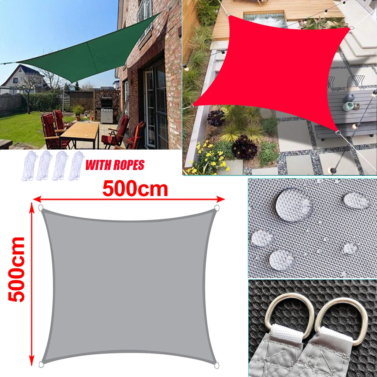 

5X5M 420D Waterproof Squre Shade Sail Garden Terrace Canopy Swimming Sun Shade Camping Yard Sail Awning Garden Parasol