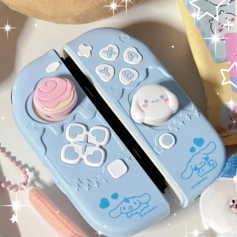 Penjualan terlaris Kuromi Cinnamoroll Pochacco Switch Ns/pegangan oled casing pelindung anti-jatuh aksesoris Digital hadiah tokoh Anime lucu